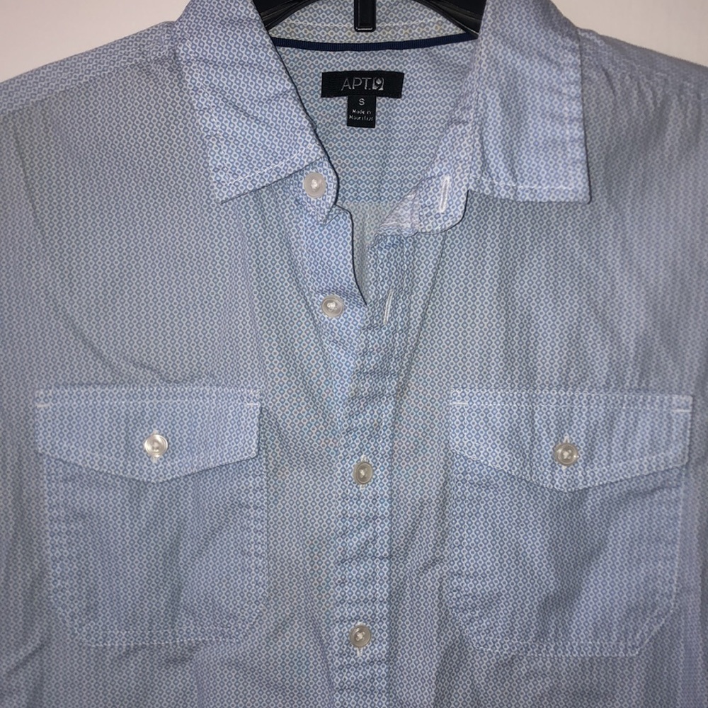 Light Blue patterned short sleeve button up